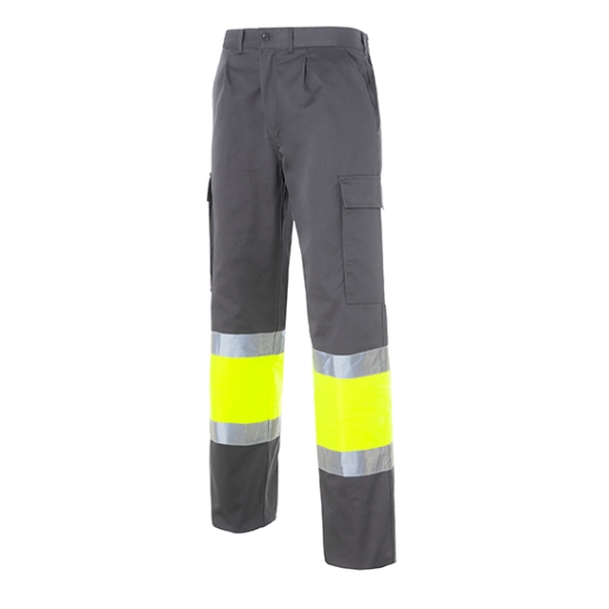 MADRAS 1 Pantalon bicolore à poches multiples Gris / Jaune Fluor